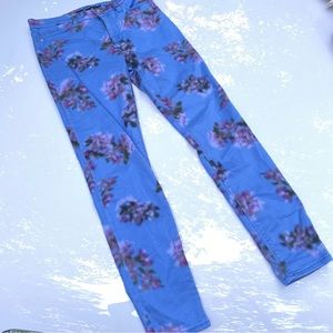 Hudson Blue Floral Pants - Barbara High Waist Super Skinny Ankle Jeans